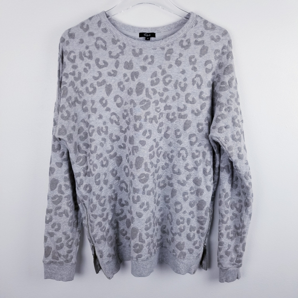 Rails Gray Leopard Print Crewneck Sweatshirt